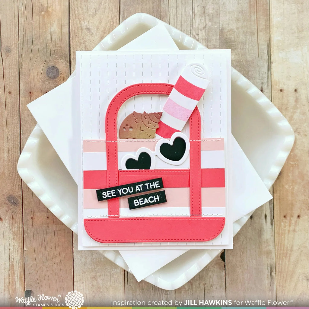 Waffle Flower Beach Tote Clear Stamp and Die Set wfc1717 beach towel