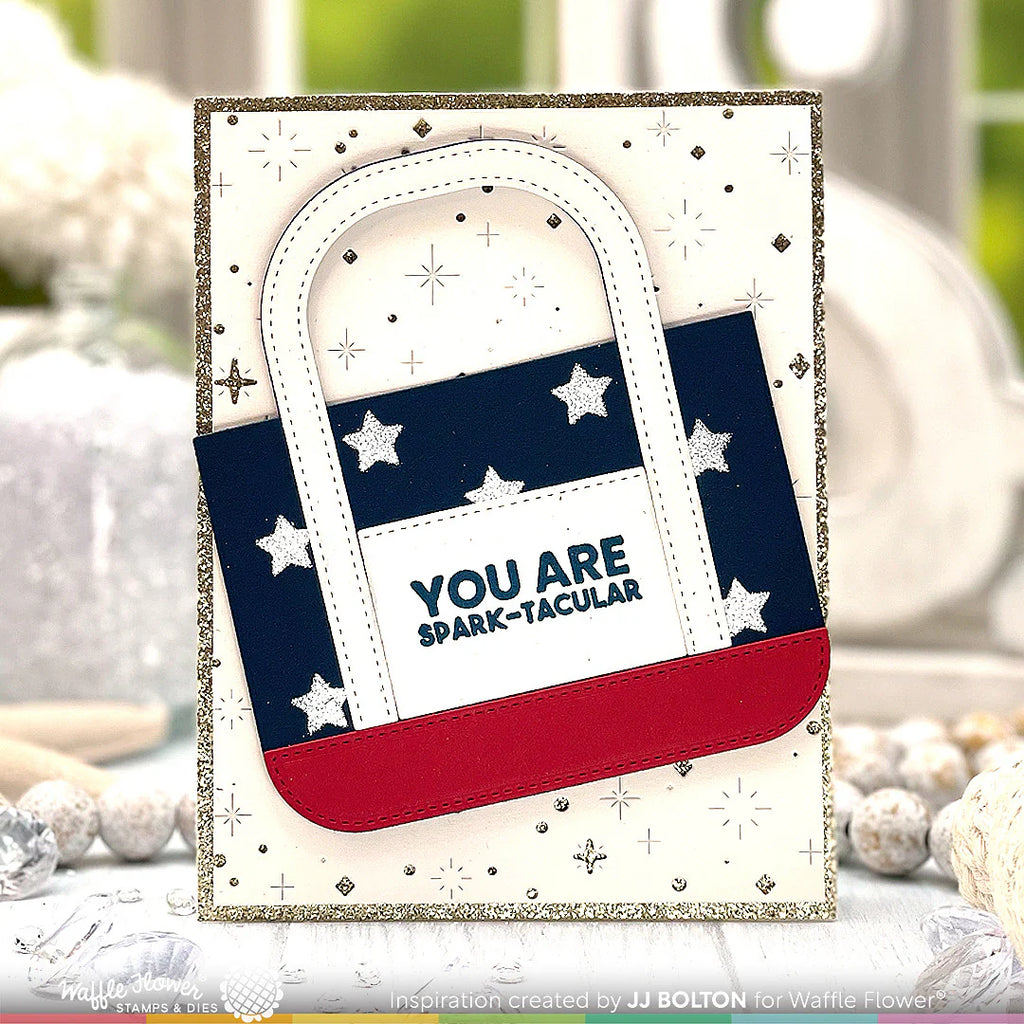 Waffle Flower Beach Tote Clear Stamp and Die Set wfc1717 sparkles