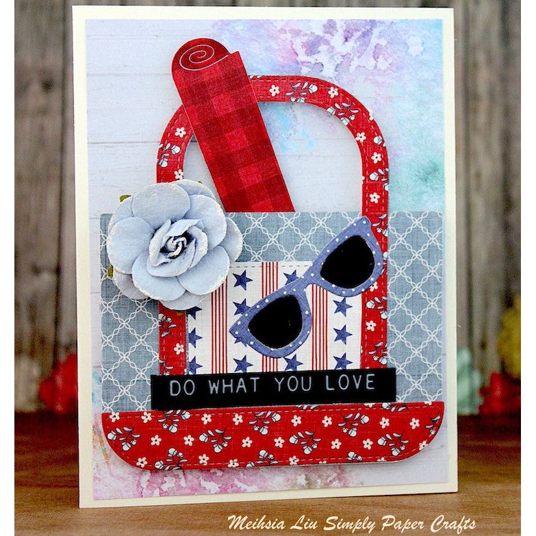 Waffle Flower Beach Tote Dies 421718 red white blue star card meihsia liu | color-code:ALT01