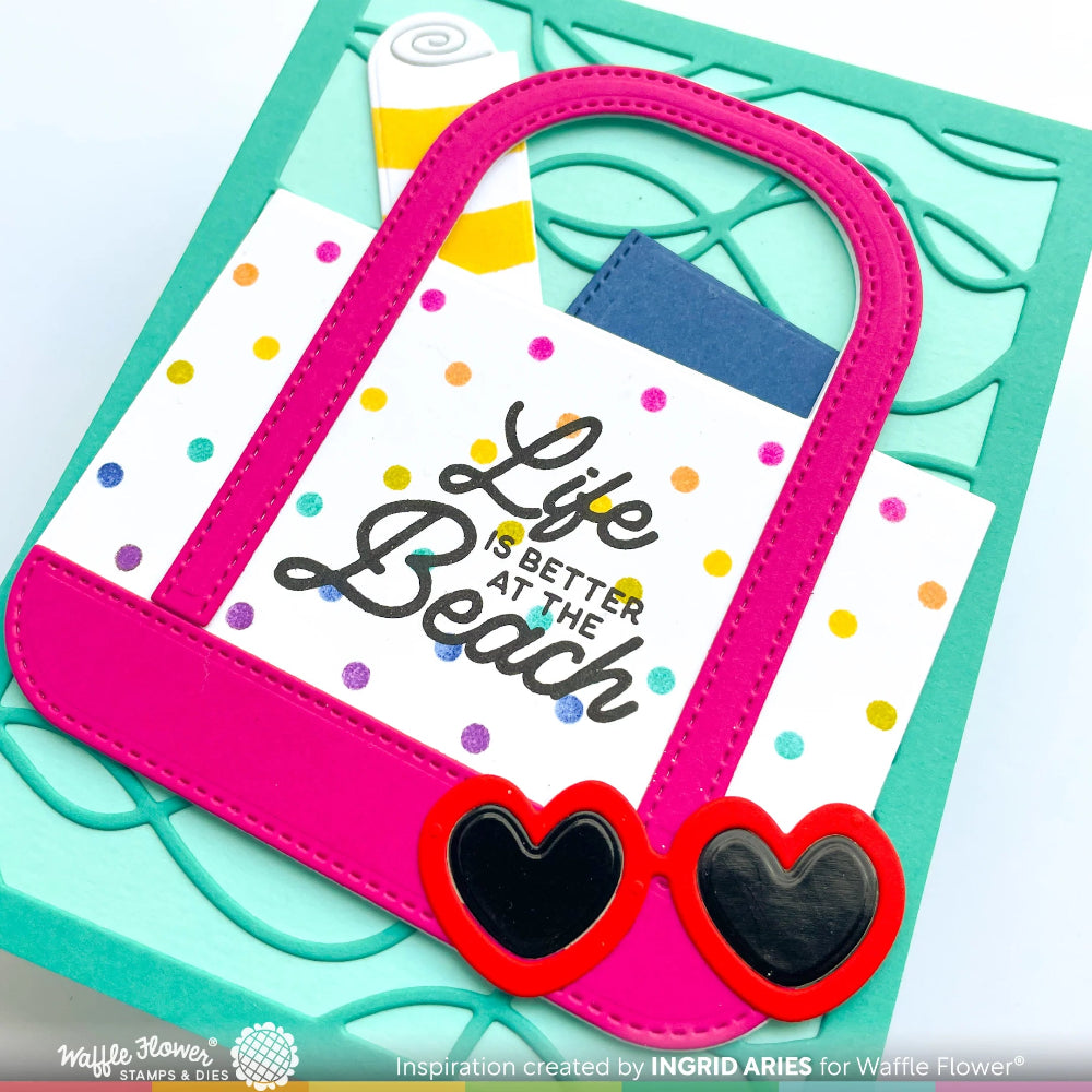 Waffle Flower Beach Tote Sentiments Clear Stamps 421717 sunglasses