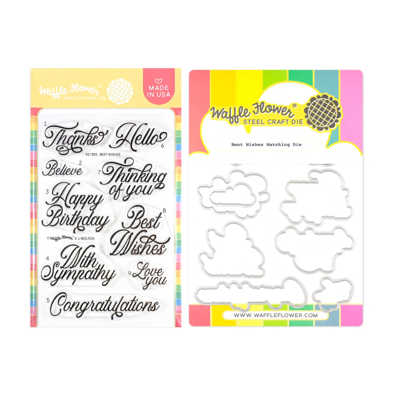 Waffle Flower Best Wishes Clear Stamp and Die Set wfc1905
