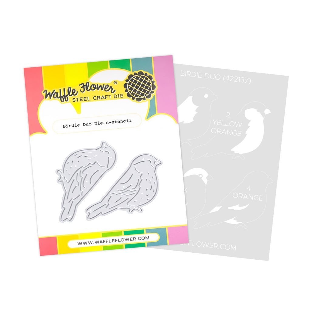 Waffle Flower Birdie Duo Die n stencil 422137