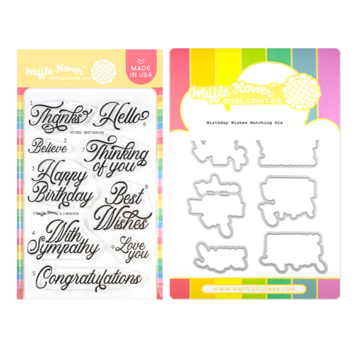 Waffle Flower Birthday Wishes Clear Stamp and Die Set wfc1721