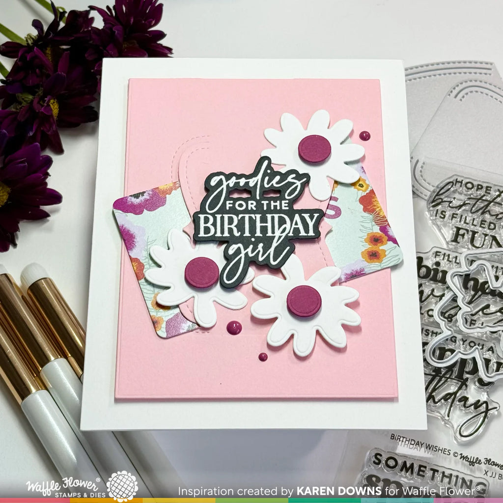 Waffle Flower Birthday Wishes Matching Dies 421722 gift card