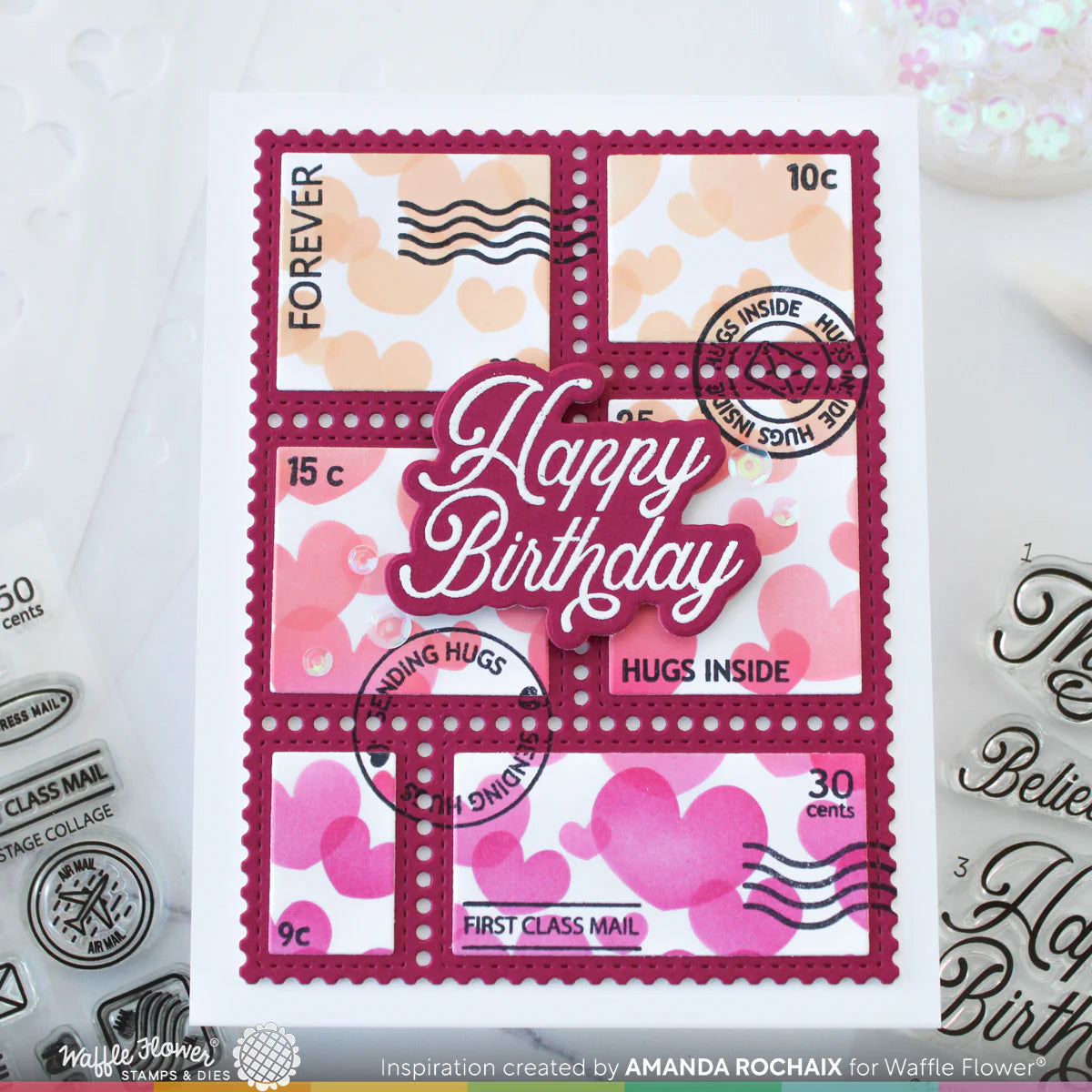 Waffle Flower Birthday Wishes Matching Dies 421722 happy birthday