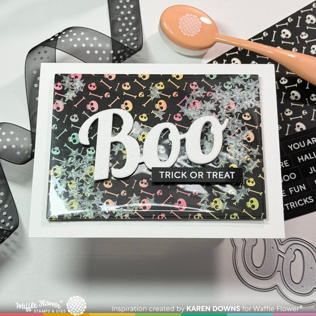 Waffle Flower Boo Word Dies 421834 shaker card