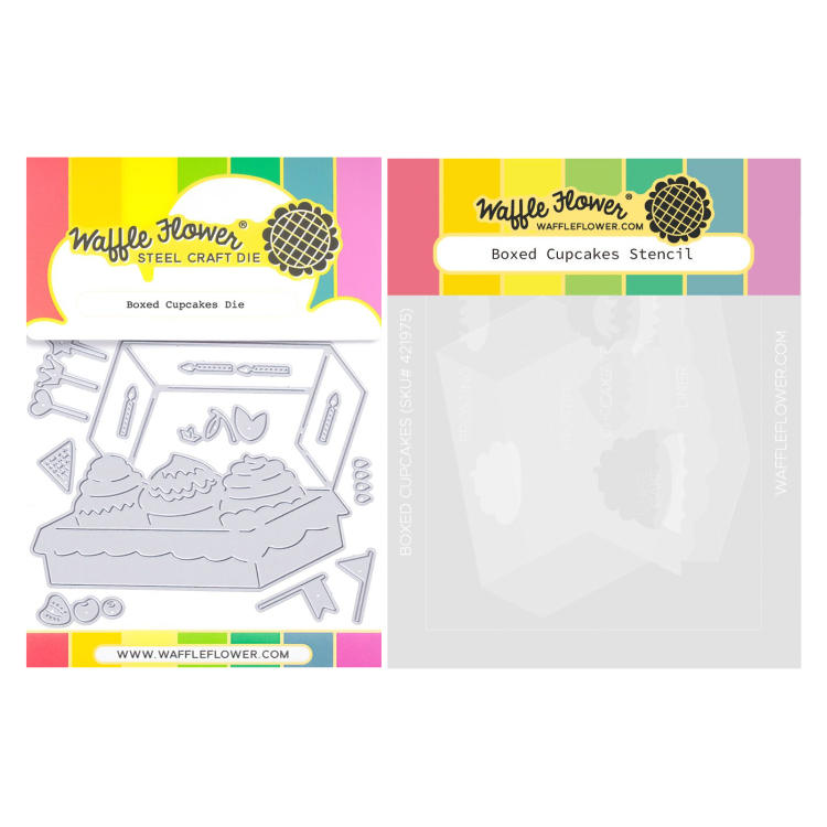 Waffle Flower Boxed Cupcakes Die and Stencil Set