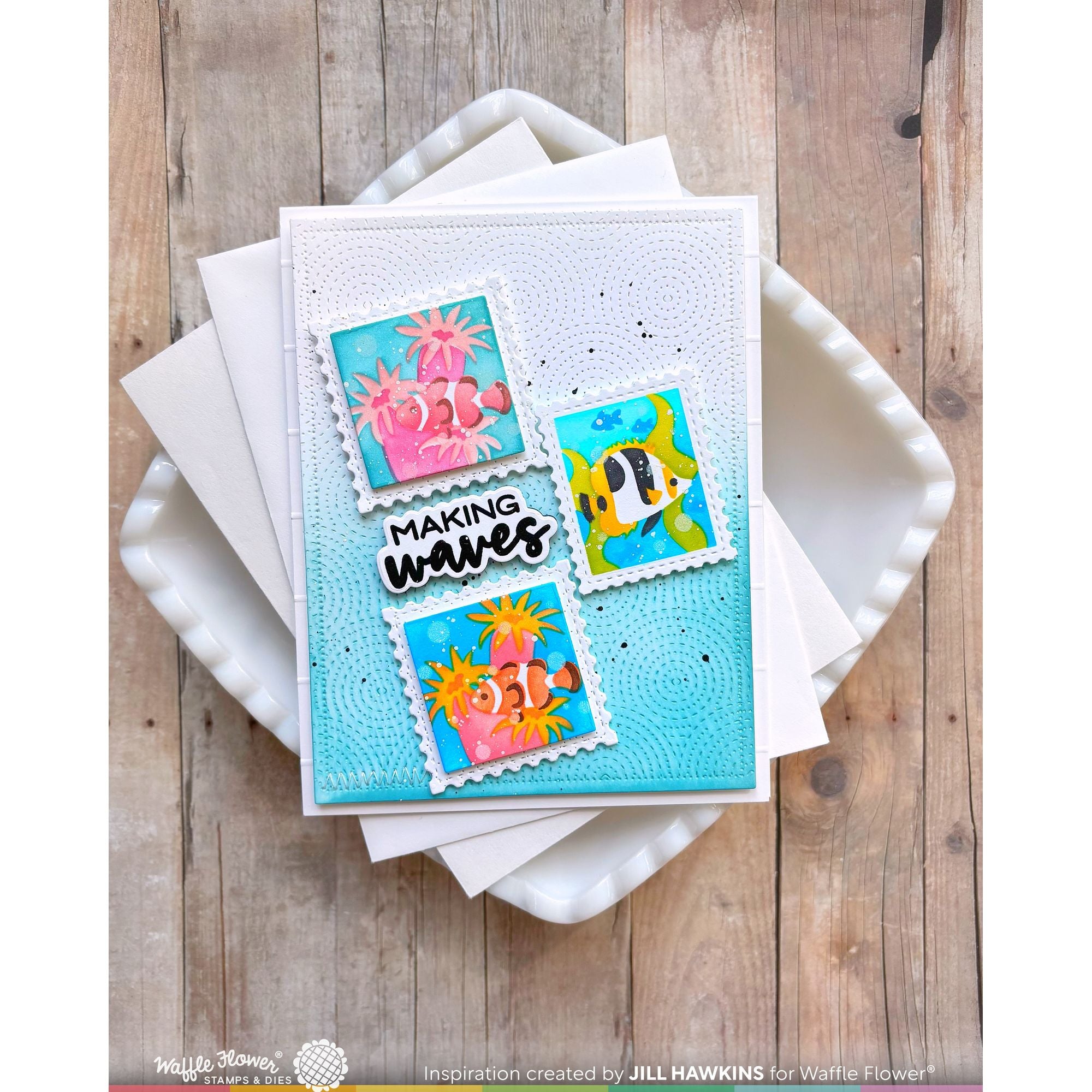 Waffle Flower Bubbly Sentiments Clear Stamps 422465 ombre background