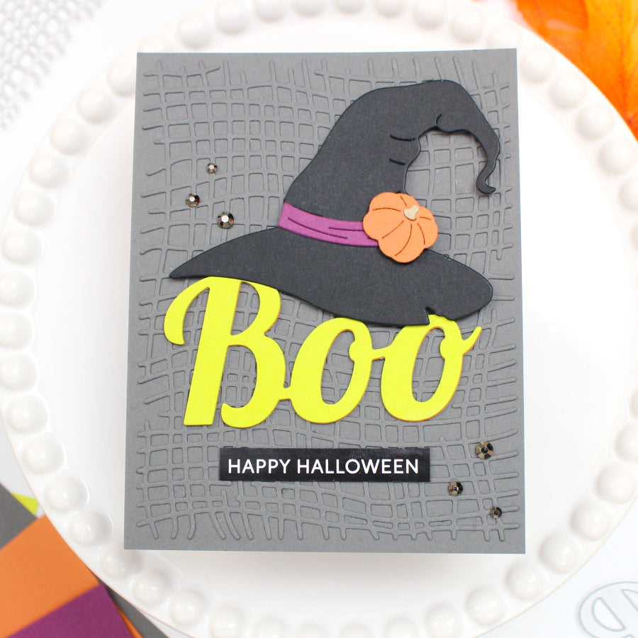 Waffle Flower Burlap Die 422630 happy halloween card