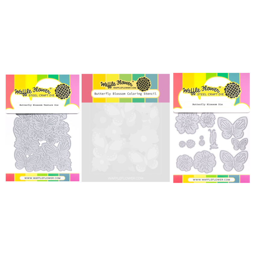 Waffle Flower Butterfly Blossom Coloring Stencil, Texture Die, and Stand Alone Dies Set