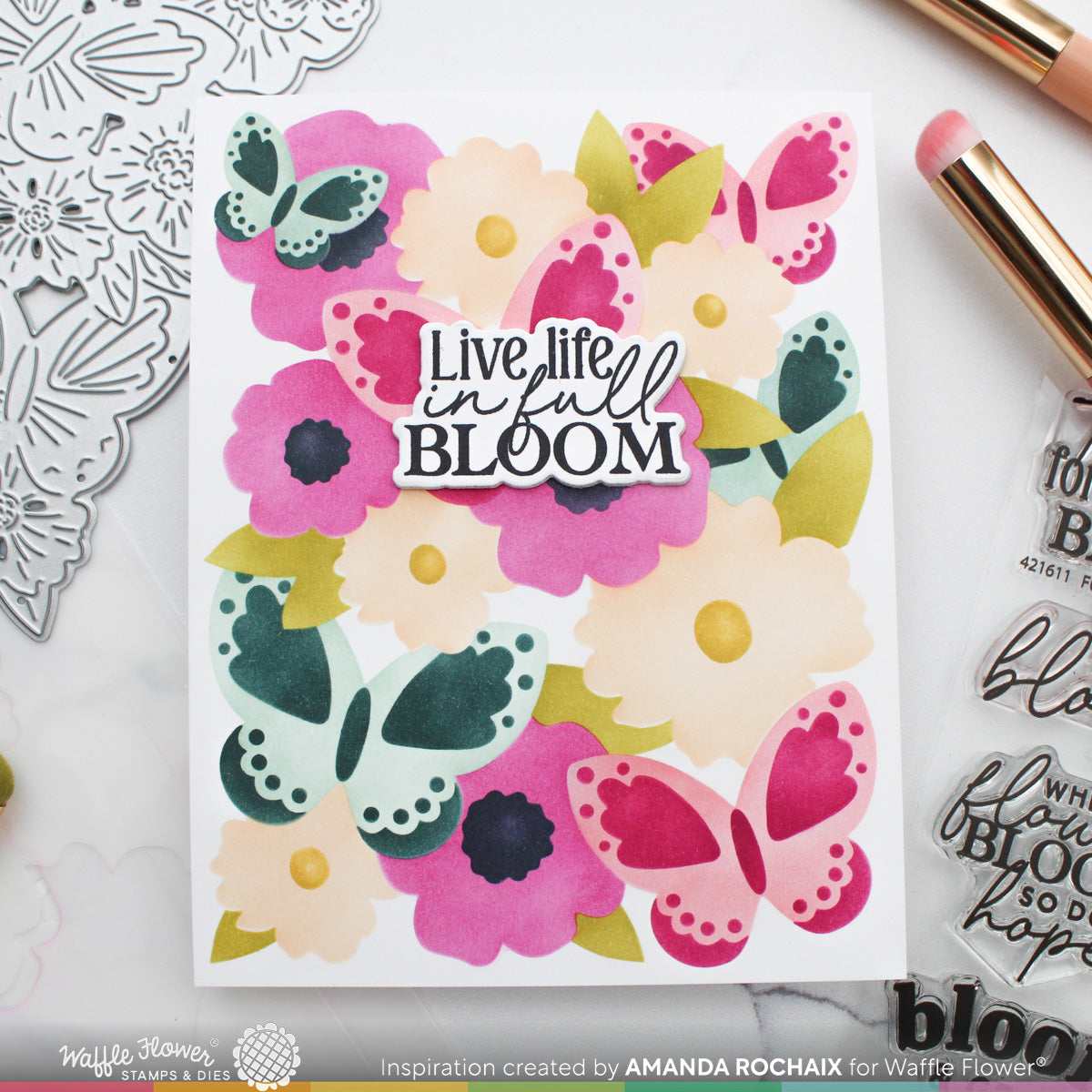 Waffle Flower Butterfly Blossom Coloring Stencils 421925 bloom