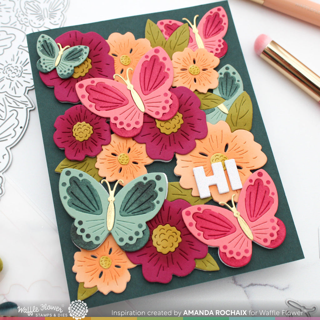 Waffle Flower Butterfly Blossom Coloring Stencils 421925 flowers