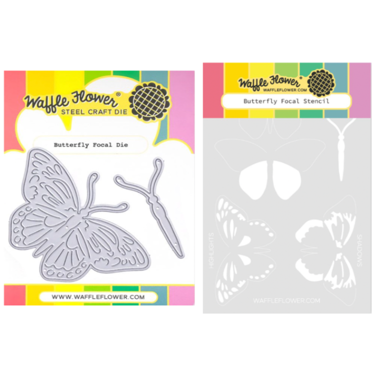 Waffle Flower Butterfly Focal Die and Stencil Set