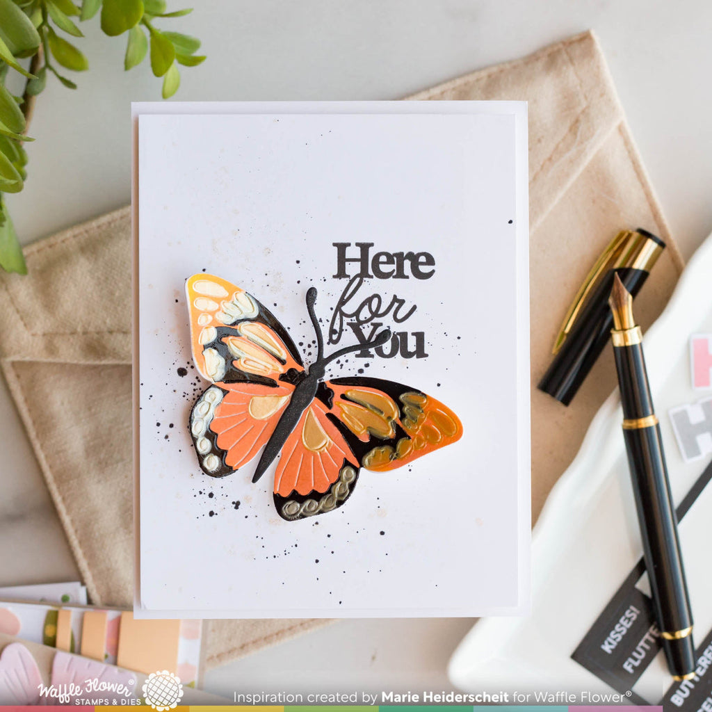 Waffle Flower Butterfly Focal Die and Stencil Set butterfly