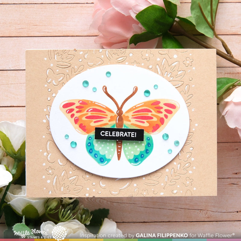 Waffle Flower Butterfly Focal Die and Stencil Set celebrate