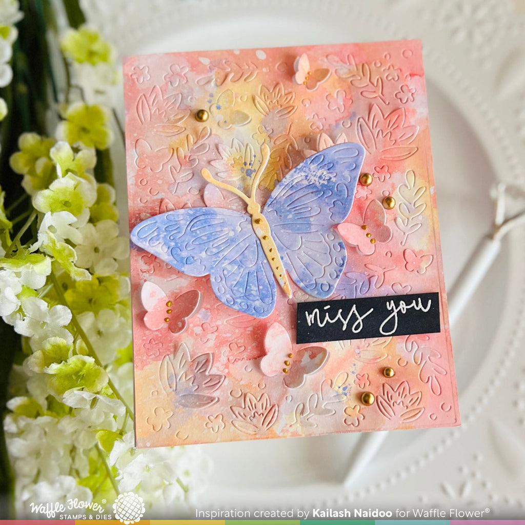 Waffle Flower Butterfly Focal Die and Stencil Set miss you