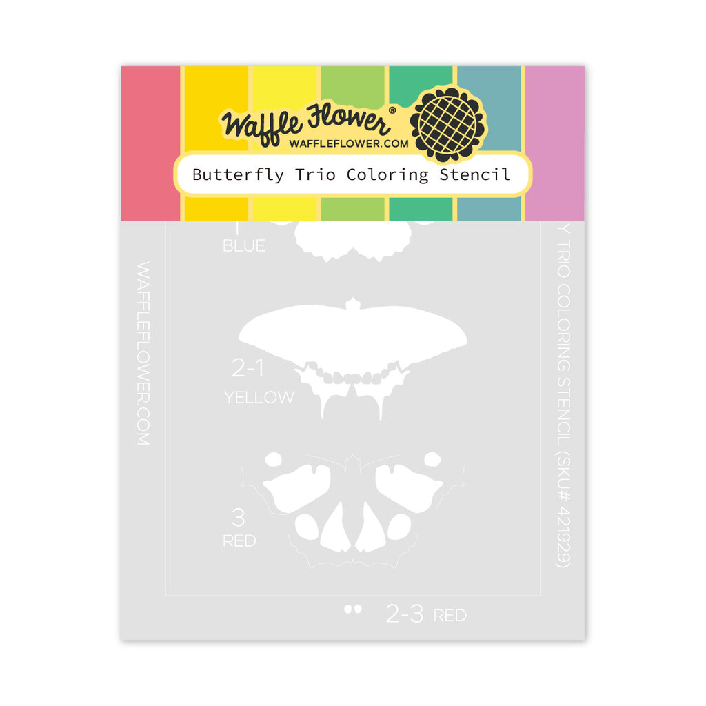 Waffle Flower Butterfly Trio Clear Stamp Die and Stencil Set image 3