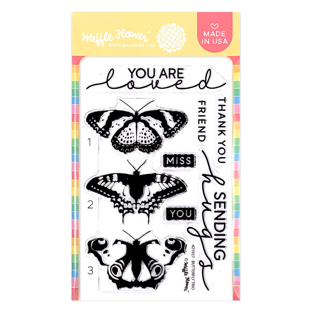 Waffle Flower Butterfly Trio Clear Stamps 421927