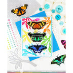 Waffle Flower Butterfly Trio Clear Stamps 421927 rainbow