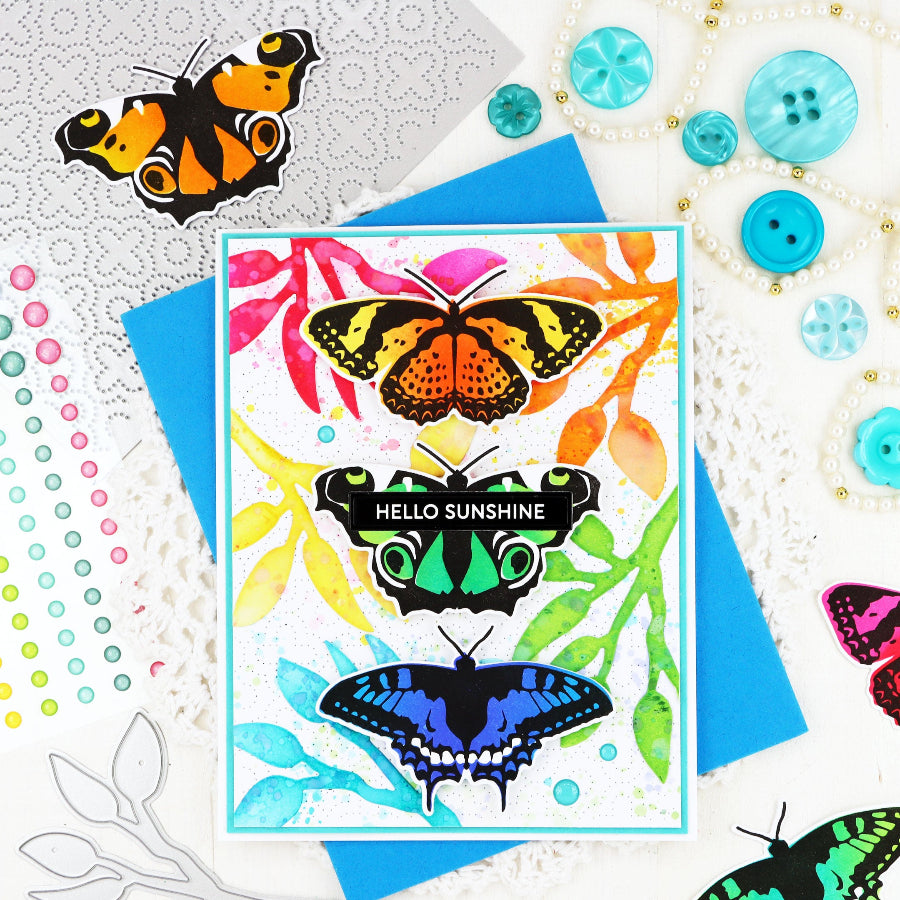Waffle Flower Butterfly Trio Coloring Stencil 421929 rainbow