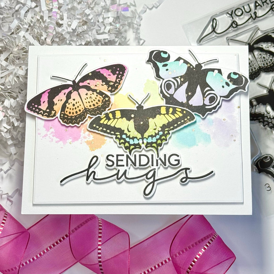 Waffle Flower Butterfly Trio Matching Dies 421928 hugs