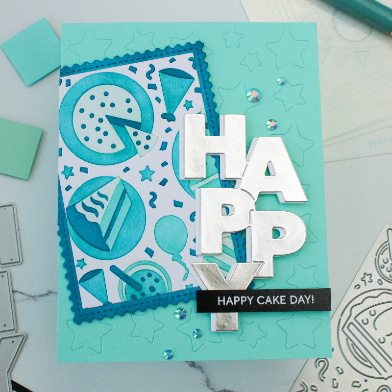 Waffle Flower Cake Time Sepia Layers Stencils 422231 happy