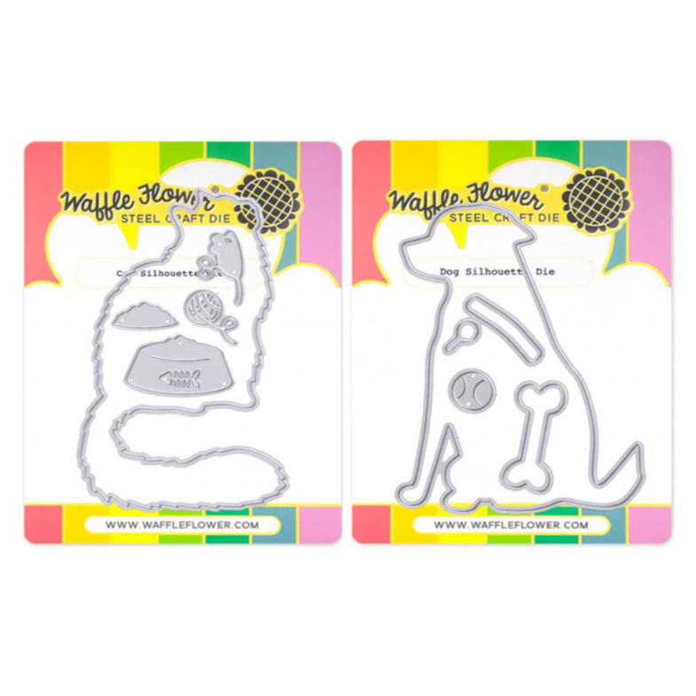 Waffle Flower Cat and Dog Silhouette Die Set