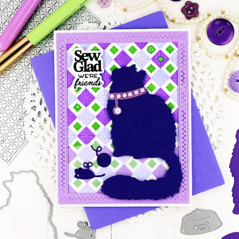 Waffle Flower Cat and Dog Silhouette Die Set purple