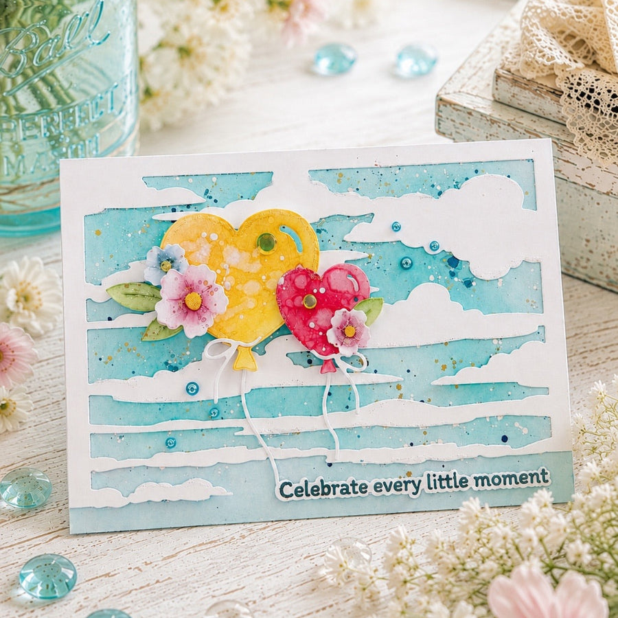 Waffle Flower Cloud Background Die 422567 celebrate card