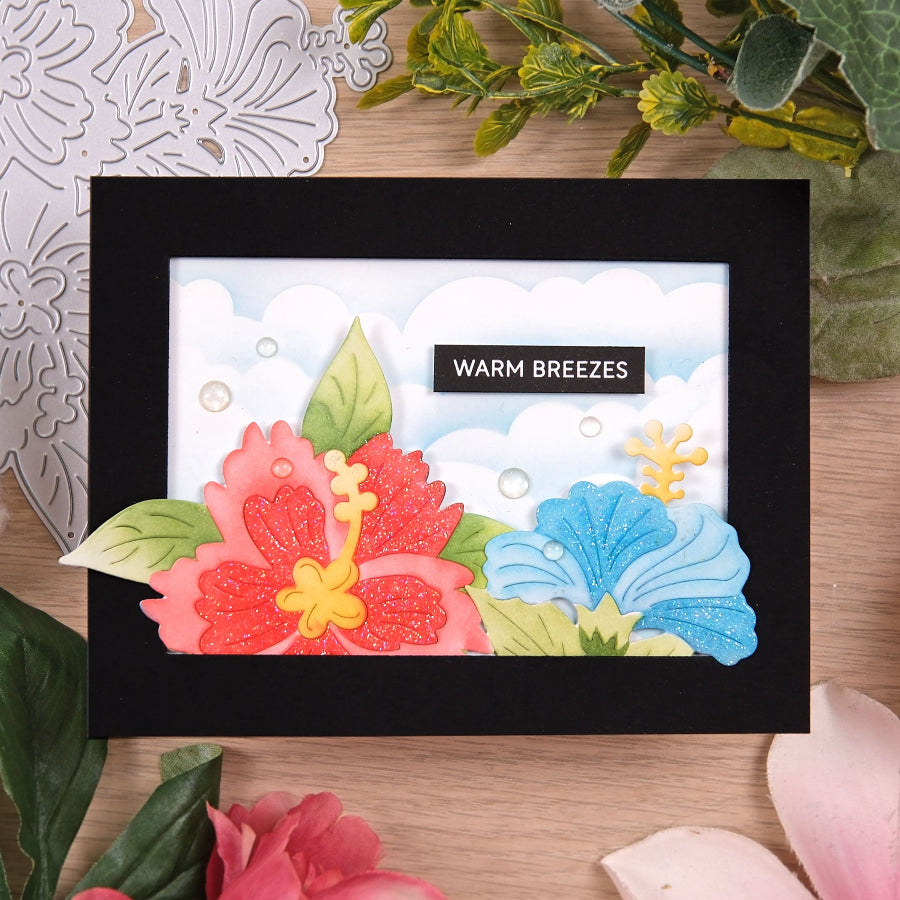 Waffle Flower Cloudy Skies Stencil 422197 framed