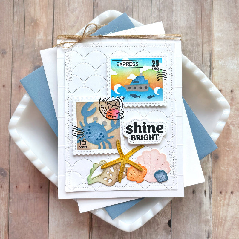 Waffle Flower Coastal Greetings Clear Stamps 422073 shells