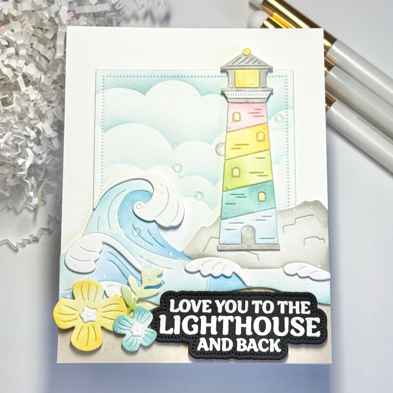 Waffle Flower Coastline Die n stencil 422083 rainbow