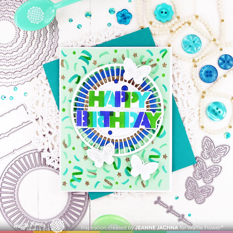 Waffle Flower Confetti Background Stencils 421966 happy birthday