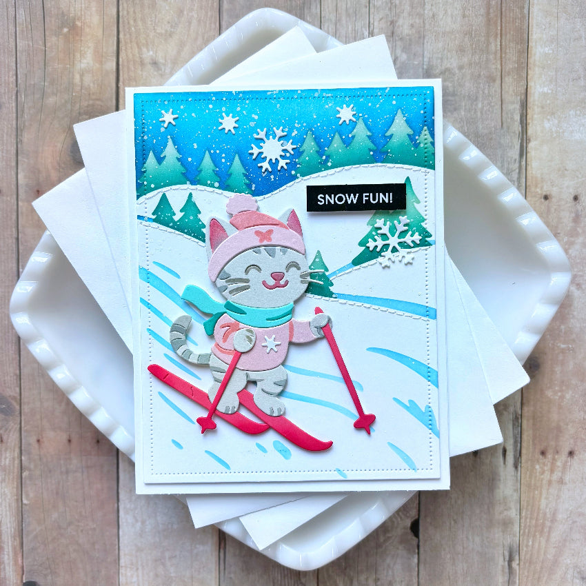 Waffle Flower Cool Cat Die-n-stencil 422277 snow fun