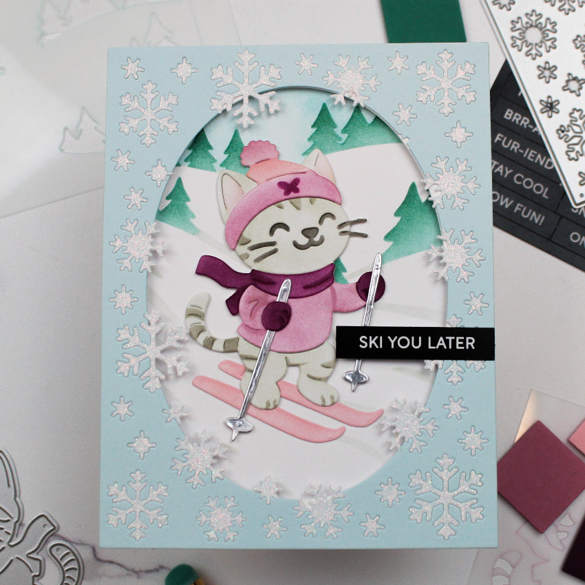 Waffle Flower Cool Cat and Dog Die-n-stencil Set snowflakes