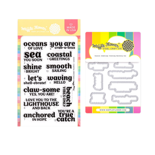 Waffle Flower Costal Greetings Clear Stamp and Die Set