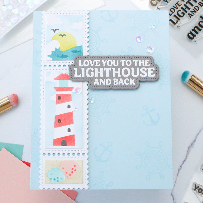Waffle Flower Costal Greetings Clear Stamp and Die Set love you