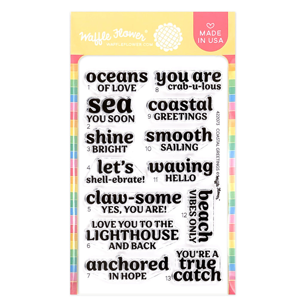 Waffle Flower Costal Greetings Clear Stamp and Die Set product image 1