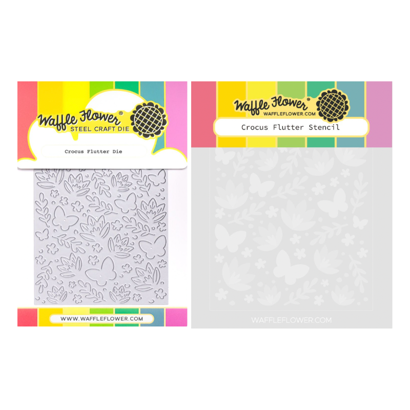 Waffle Flower Crocus Flutter Die and Stencil Set