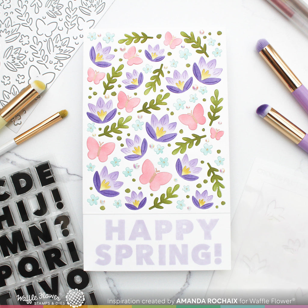 Waffle Flower Crocus Flutter Die and Stencil Set happy spring