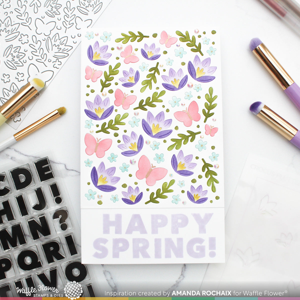 Waffle Flower Crocus Flutter Die and Stencil Set happy spring