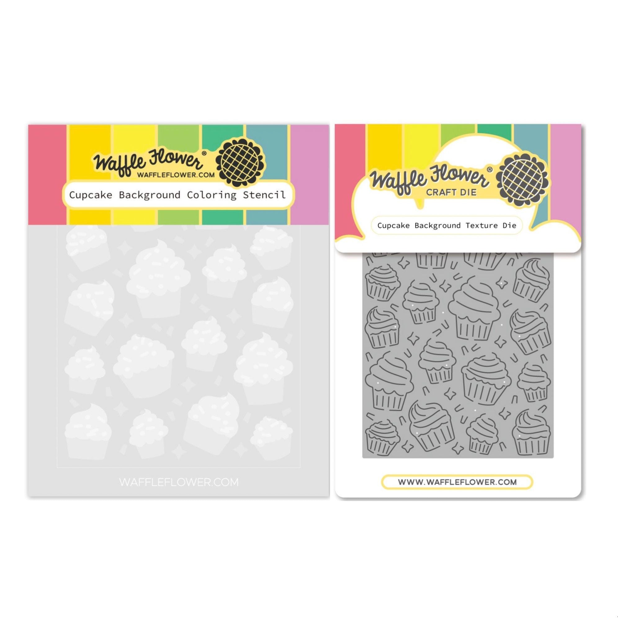 Waffle Flower Cupcake Background Coloring Stencil and Die Set