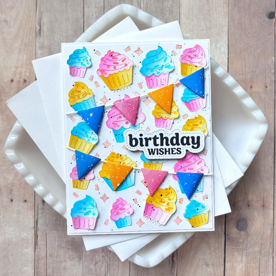 Waffle Flower Cupcake Background Coloring Stencils 421977 birthday wishes card
