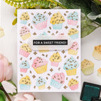 Waffle Flower Cupcake Background Texture Die 421978 for a sweet friend card