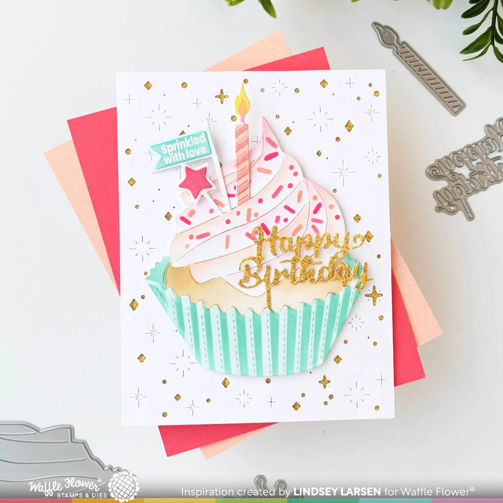 Waffle Flower Cupcake Topper Additions Clear Stamps 421973 with love