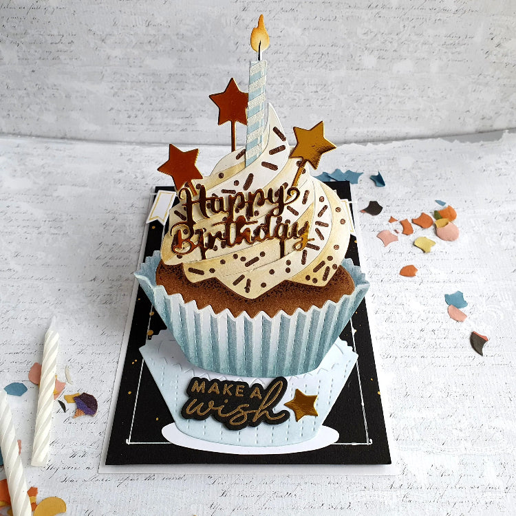 Waffle Flower Cupcake Toppers Dies 421974 happy birthday