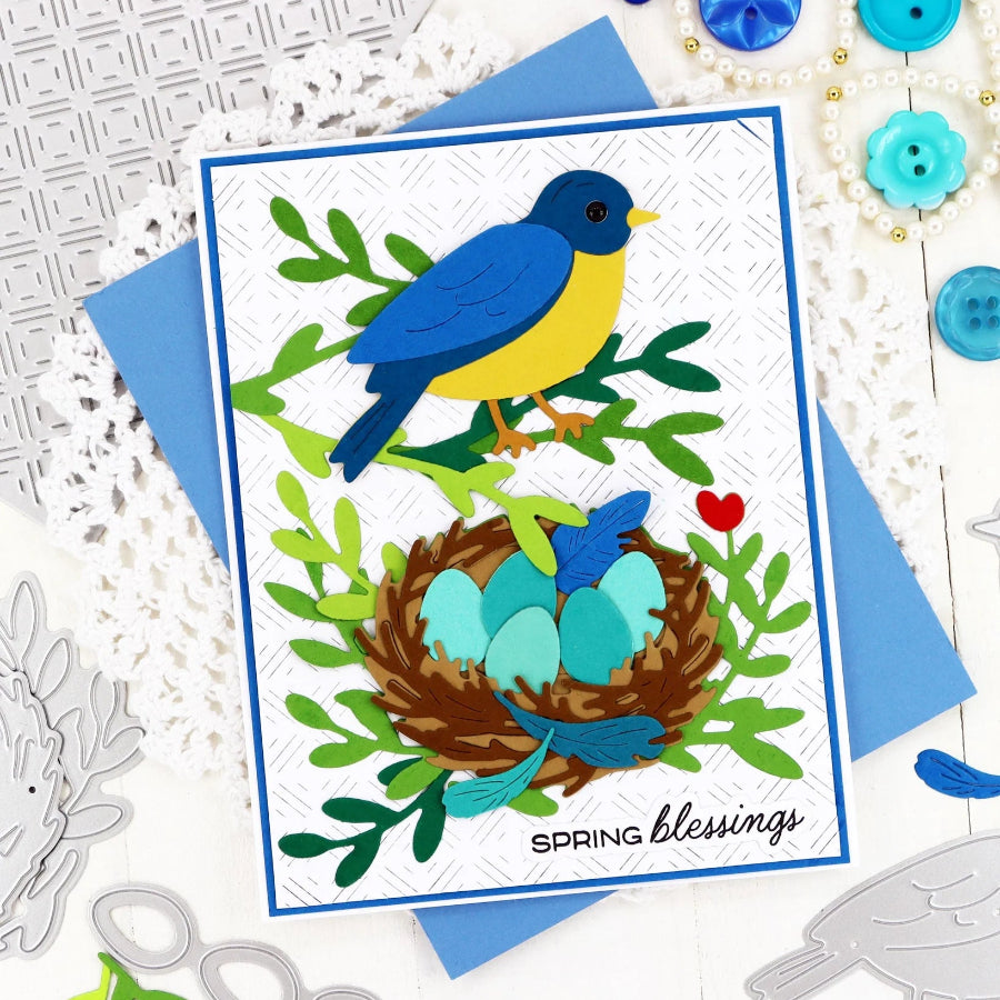 Waffle Flower Dashed Diamond Texture Die 422380 blue bird