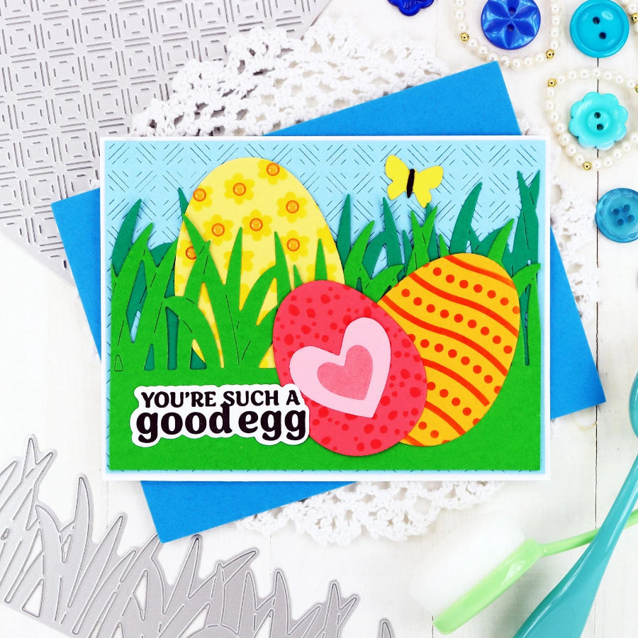 Waffle Flower Dashed Diamond Texture Die 422380 easter eggs with flowers