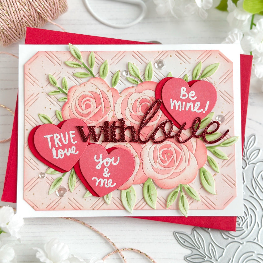 Waffle Flower Dashed Lattice Dots Stencil and Dashed Lattice Texture Die Set roses