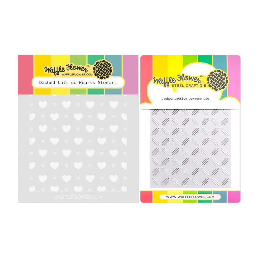 Waffle Flower Dashed Lattice Hearts Stencil and Dashed Lattice Texture Die Set